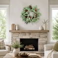 thumbnail image 2 of Gumesh Artificial Christmas Wreath for Front Door - 10 Inch Winter Wreaths with Red Berries Faux Greenery for Wall Window Porch Farmhouse Home Holiday Indoor Outdoor Decor, 2 of 5