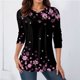 thumbnail image 2 of Gibobby Blusa Mujer Camisa de manga larga interior retro simple estampada con cuello en V superior para mujer（Rojo， L), 2 of 4