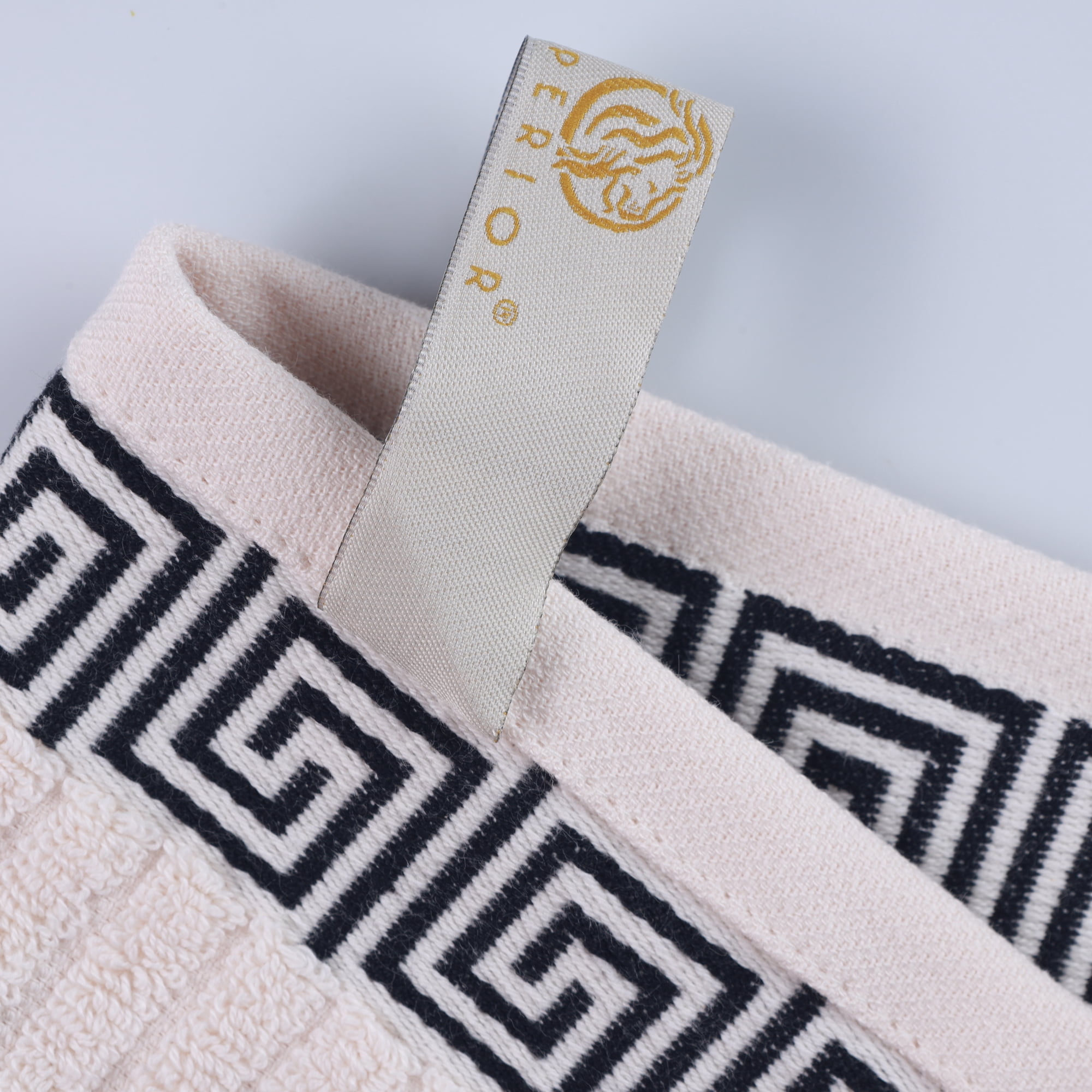BNM Cotton Decorative Border 4 Piece Towel Set, Ivory-Black