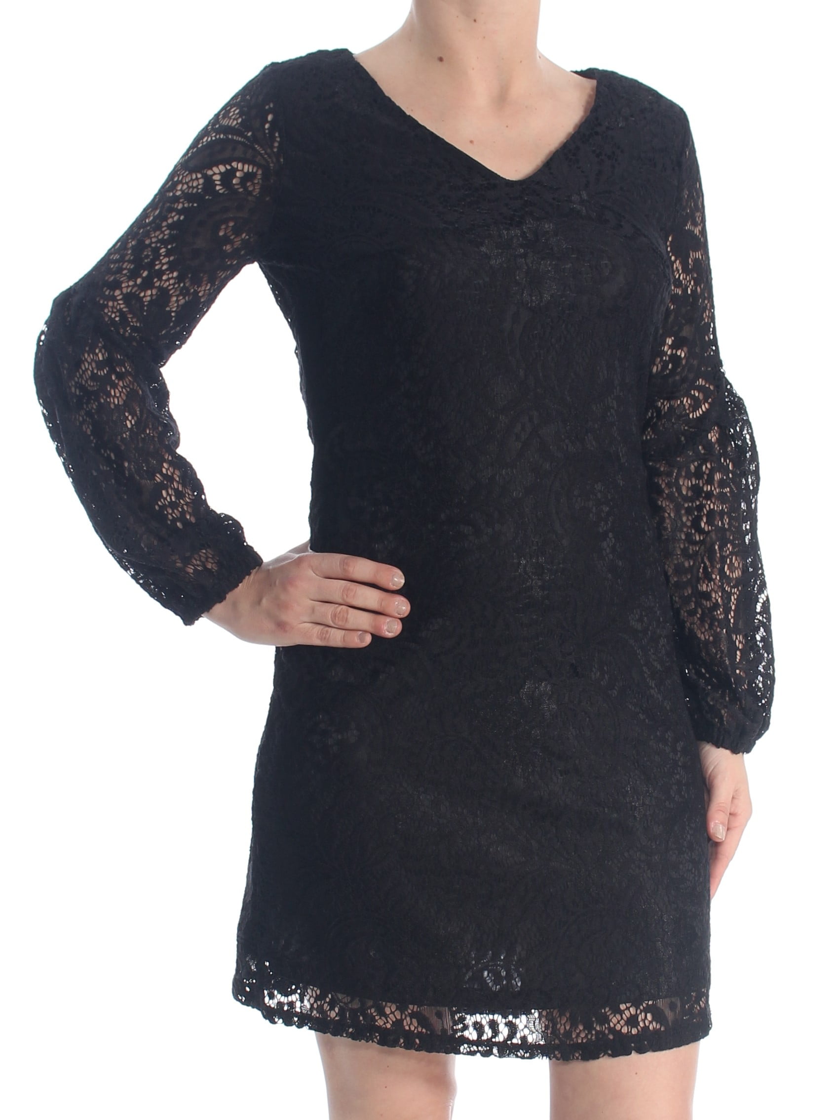 black lace long sleeve cocktail dress