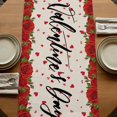 thumbnail image 5 of Table Runners 72 Inches Long Dress Scarves, Valentine's Day Farmhouse Kitchen Table Runner, Coffee Tablerunners, Red Roses Gnomes Romance Love Beige 16x72 Inch, 5 of 9