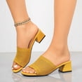 thumbnail image 6 of Square Open Toe Heeled Sandals for Women Low Block Chunky Heel Sandals Slip on Mules Comfortable Dress Shoes Yellow 9.5(43), 6 of 9