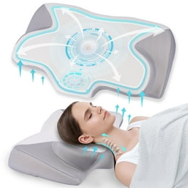 CoolTop Cervical Memory Foam Pillow Adjustable Height Contour Neck Support Pillow with Breathable Pillowcase Queen White Adult Size 24L x 15W