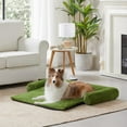thumbnail image 2 of allisandro Calming Furniture Protector Dog Bed with Soft Neck Bolster, Waterproof Faux Fur Couch Cover with Removable Cover, 42 x 38 x 5 Inches, Green, 2 of 5