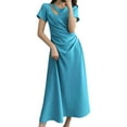 thumbnail image 3 of NSLGXD Plus Size Wrap Dresses for Women Dressy Casual Short Sleeve Party Maxi Dress Asymmetrical Elegant A Line Dress Blue Dress,Size M-3XL, 3 of 5