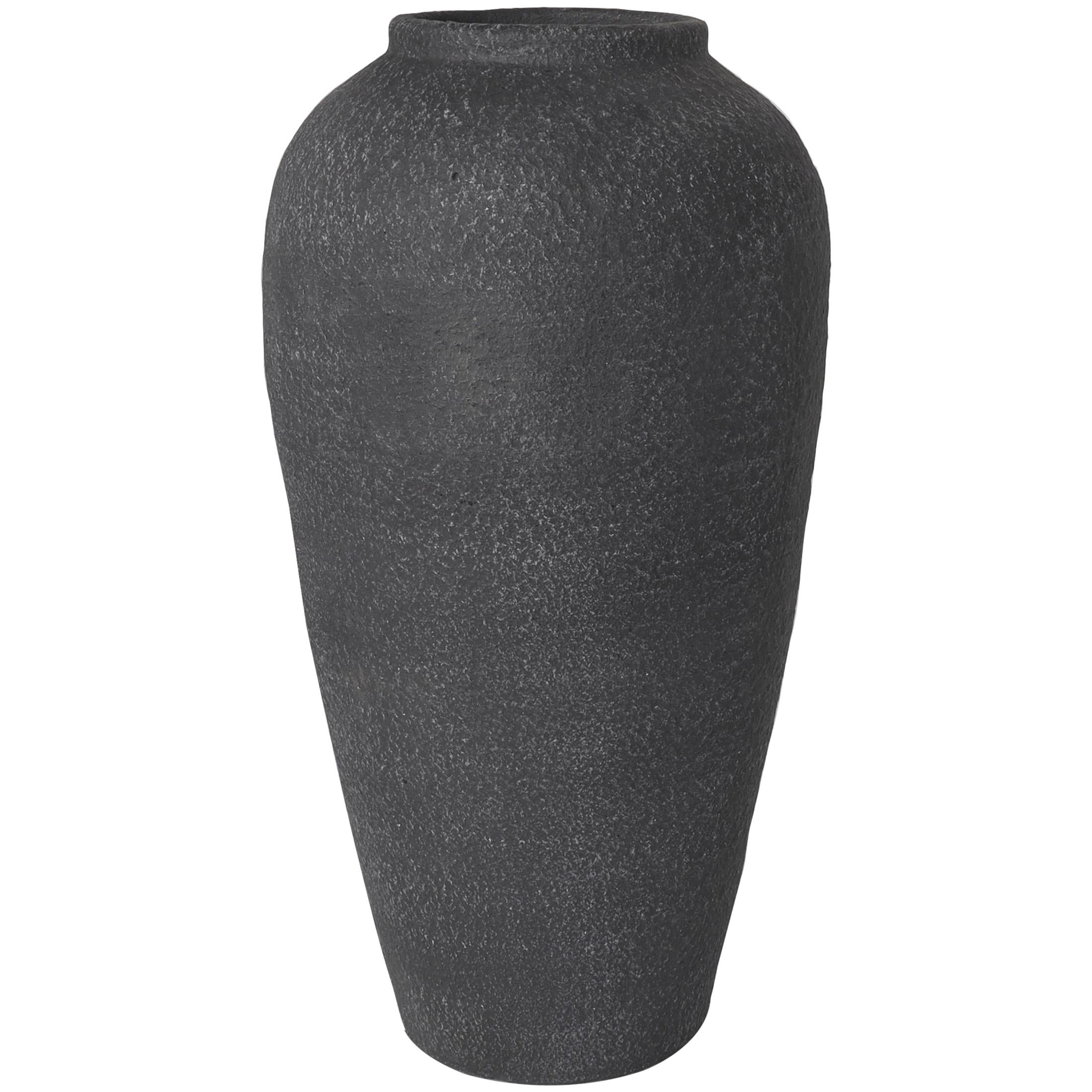 DecMode 20" Whitewashed Textured Black Ceramic Vase