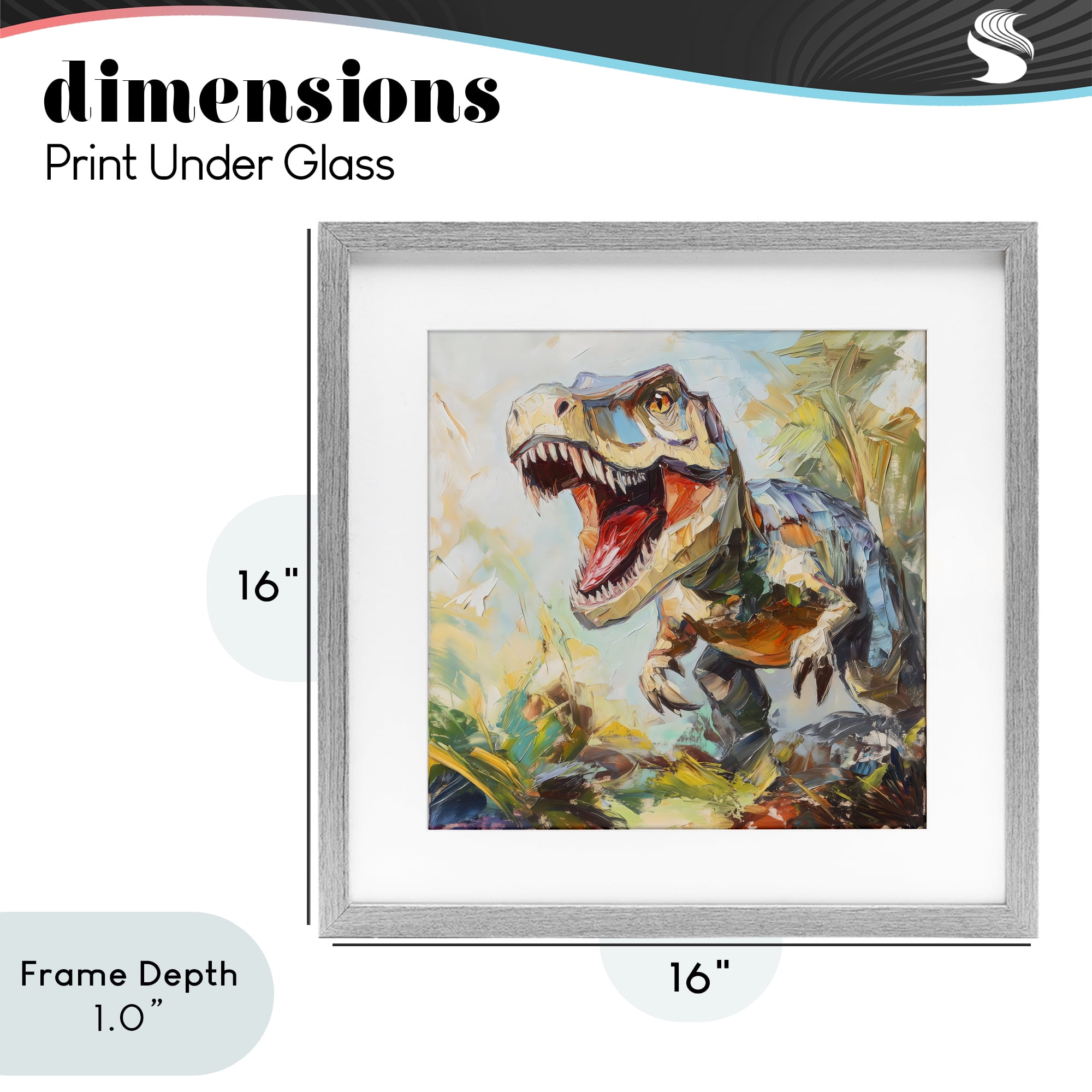 Stupell Industries Enchanting T-Rex Roar Gray Framed Print Under Glass, design by Creative Studio