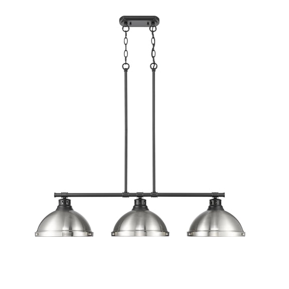 Yep by Golden Lighting Duncan 3-light Island Light in Matte Black and Pewter shade