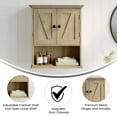 thumbnail image 5 of Flash Furniture Farmhouse Wall Mounted Bathroom Medicine Cabinet Storage Organizer with 2 Magnetic Closure Doors, Adjustable Shelf, and Lower Open Shelf in Brown, 5 of 12