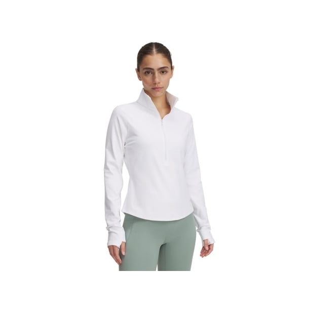 Camisa Under Armour Motion para mujer, media cremallera, talla XL, blanca