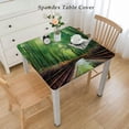 thumbnail image 2 of HAOXIT , Path to Forest in Fish Eye Shot Photo Print, Rectangular Table Cover for Dining Room 48''x48'', 2 of 7