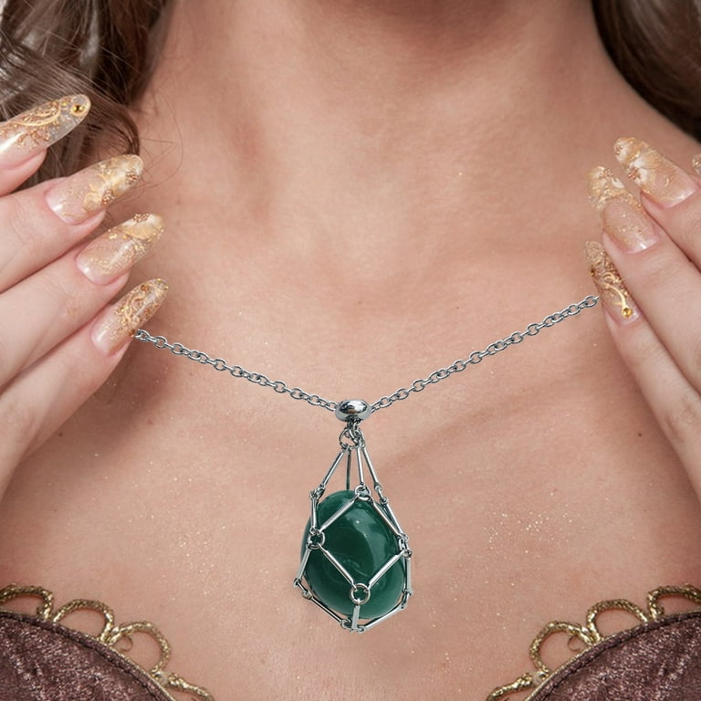 Twinkseal Natural Stone Holder Necklace Faux Crystal Holder