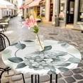thumbnail image 3 of Ombre Green Flowers Elastic Fitted Round Table Cover Floral Leaves Plant Waterproof Outdoor Tablecloth for Holiday Party, Picnic, Patio & Dining Fits Tables Up to 55"-60", 3 of 8