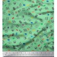 thumbnail image 1 of Soimoi Green polyester Crepe Fabric Coke,Film Reel & Mask Modern Style Decor Fabric Printed Yard 42 Inch Wide, 1 of 3
