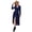 Cobald Blue, variant on Women's Tie Front Long Sleeve Slit Dress 100% Polyester Fabric Belted Sheer Panel for Elegant Evening Party Look