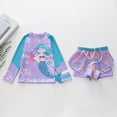 thumbnail image 3 of Bellafa Toddler Girls Rash Guard Bathing Suit Mermaid Long Sleeve Two Piece Swimsuit with Shorts UPF 50+ 3-9 Years Summer Beachwear, 3 of 8