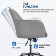 thumbnail image 5 of Yaheetech 2pcs Modern Velvet Height-Adjustable Task Chairs with Armrests, Light Gray, 5 of 8