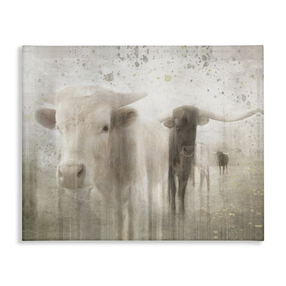 Stupell Industries Farmhouse Washed Out Distressed Surface Rustic Cow Pasture Canvas Art, 20 x 16, by LightBoxJournal