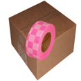 thumbnail image 3 of Tape Planet Fluorescent Pink and White Checkerboard Flagging Tape 1 3/16" x 100 ft Roll Non-Adhesive (12 Roll/Case), 3 of 4