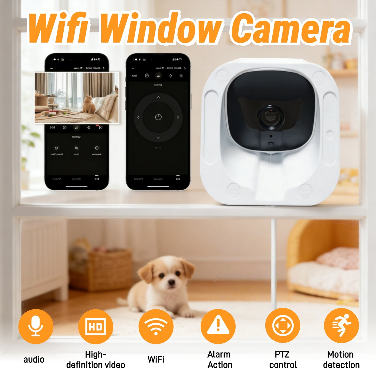 1080P HD Mini WiFi Security Camera Indoor, Wireless Baby Monitor for Phone App (No Screen), Portable Travel Nanny Cam with Full Color Night Vision, 2-Way Audio, Motion Detection for Pet/Elderly.