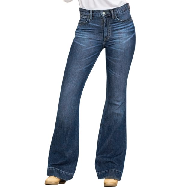 Gibobby Pantalones para mujer Pantalones vaqueros sueltos de estilo de moda con diseño de pierna recta de cintura alta informal para mujer(Azul claro,G)