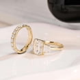 thumbnail image 6 of vylahjewellery Emerald Cut Engagement Anniversary Ring 14K Vermeil Yellow Gold Proposal Ring for Her Half Eternity Band with Baguette Side Stones Wedding Bridal Ring Set, 6 of 8