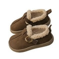 thumbnail image 2 of breaise Girls Plush Round Toe Slip On Orthopedic Shoes,Retro Buckle Strap Round Toe Flat Loafers,Warm Cotton Shoes, 2 of 9