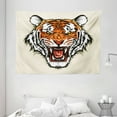 thumbnail image 1 of Tiger Tapestry, Angry Ready to Attack Beast with Sharp Fangs Jungle Animal Detailed Face of Hunter, Wall Hanging for Bedroom Living Room Dorm Decor, 80W X 60L Inches, Orange Black, by Ambesonne, 1 of 2