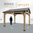 thumbnail image 5 of Auhilence 10x12 FT Cedar Wood Gazebo, Hardtop Gazebo with Galvanized Steel Peak Roof, 5 of 8