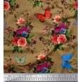 thumbnail image 1 of Soimoi Rayon Fabric Leaves, & Peony Floral Printed Fabric 1 Yard 42 Inch Wide, 1 of 1