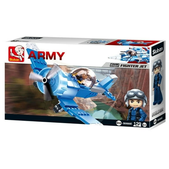 Sluban Kids SLU08621 Army Aircraft Fighter Jet Building Blocks 129 Pcs set Building Toy Army Fighter Jet