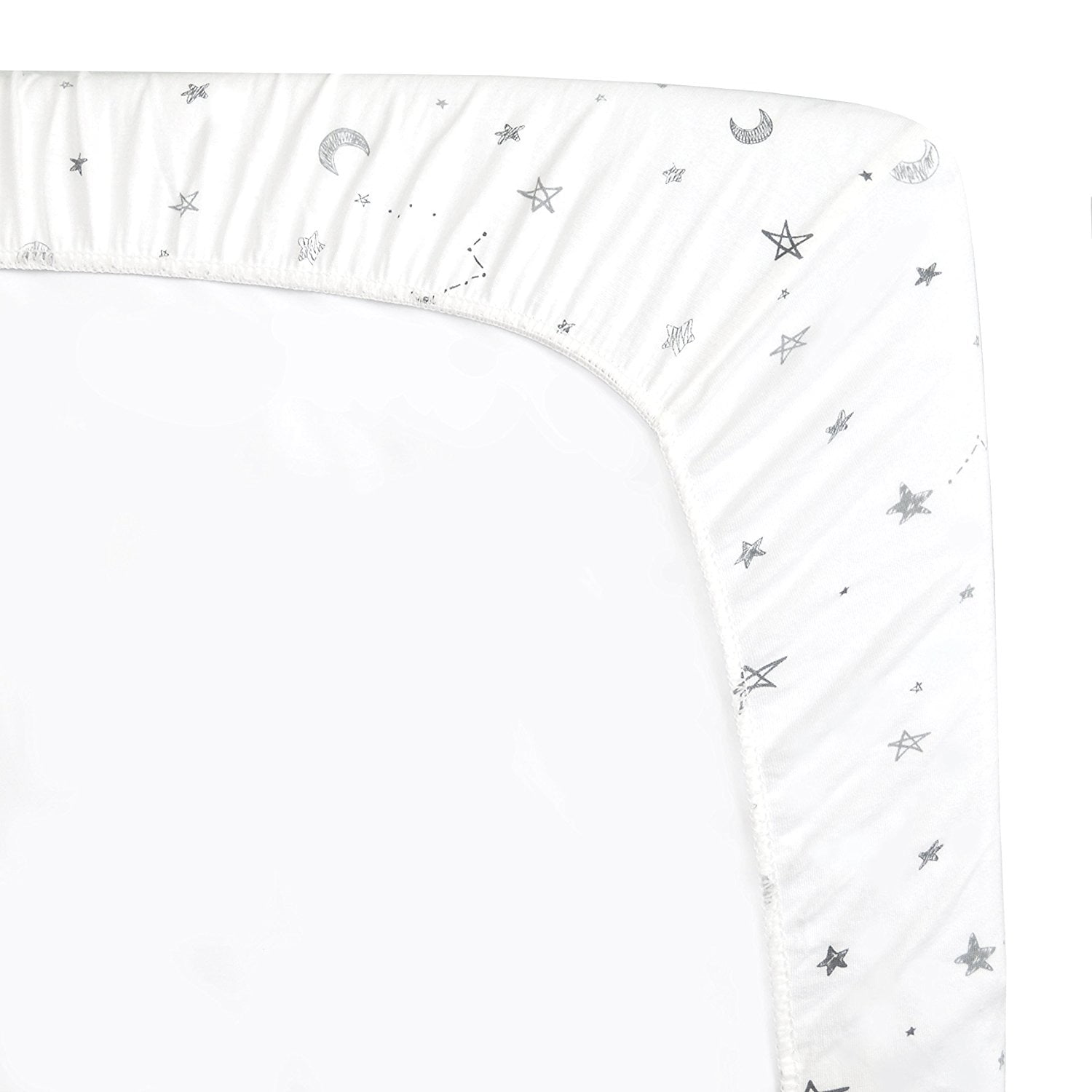 American Baby Company 2 Pack Printed 100% Cotton Knit Fitted Contoured Changing Table Pad Cover - Compatible with Mika Micky Bassinet, Gray Stars and Zigzag, for Boys and Girls