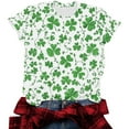 thumbnail image 5 of Xdegoge St Patrick's Day Tops Women Leprechaun Hat Clover Allover Print T-Shirt Short Sleeve Crewneck Tee Funny Irish Festival Shirt Summer Casual Holiday, 5 of 6