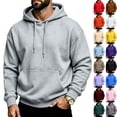 thumbnail image 2 of Yungyresw Essentials Hoodie for Men Adjustable Drawstring Long Sleeve Ribbed Cuffs Hoodies Kangaroo Pocket Pullover Fall Casual, 2 of 10
