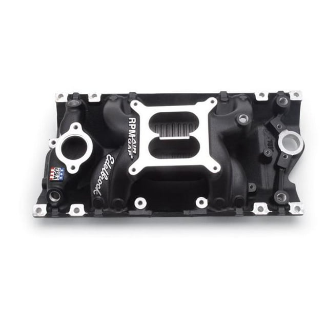 Edelbrock 75163 Performer RPM Air-Gap Manifold for Small Block Chevy, Black