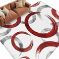 thumbnail image 2 of Vintage Red Gray Circle Lines Washable Living Room Rugs 5'x8', Abstract Art White Background Low Pile Throw Large Area Rug Non-Slip Sturdy Edge Binding Carpet for Living Room Kitchen Office, 2 of 9