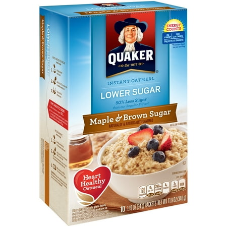 Quaker Instant Oatmeal Lower Sugar Maple Brown 10 Count Quaker Instant Oatmeal Lower Sugar Maple Brown 10 Count Com