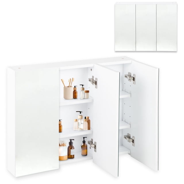 Botiquin Con Espejo Para Baño Organizador 3 Puertas Gabinete blanco