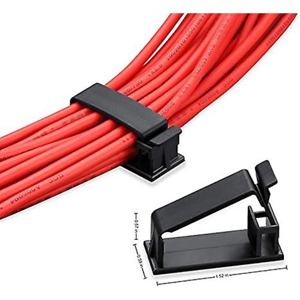 Clips autoadhesivos para gestión de cables, organizadores de cables, clips para cables, soporte para cables para TV, PC, portátil, cable Ethernet, escritorio, hogar, oficina, interior y exterior [50