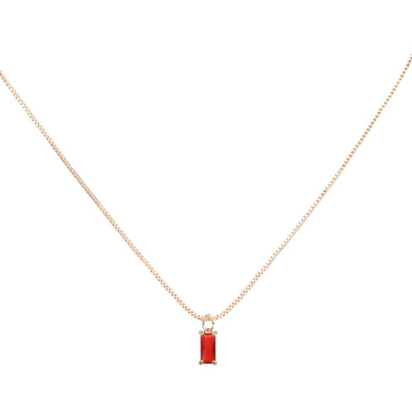 Uxcell Birthstone Necklace for Women, Teardrop Cubic Zirconia Pendant Necklace, Red