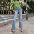 thumbnail image 3 of Vivianyo HD Women's High Waist Flare Jeans, Light Wash Stretch Denim Bootcut Pants for Casual Wear, Women's Light Blue, Sizes S-2XL, 3 of 8