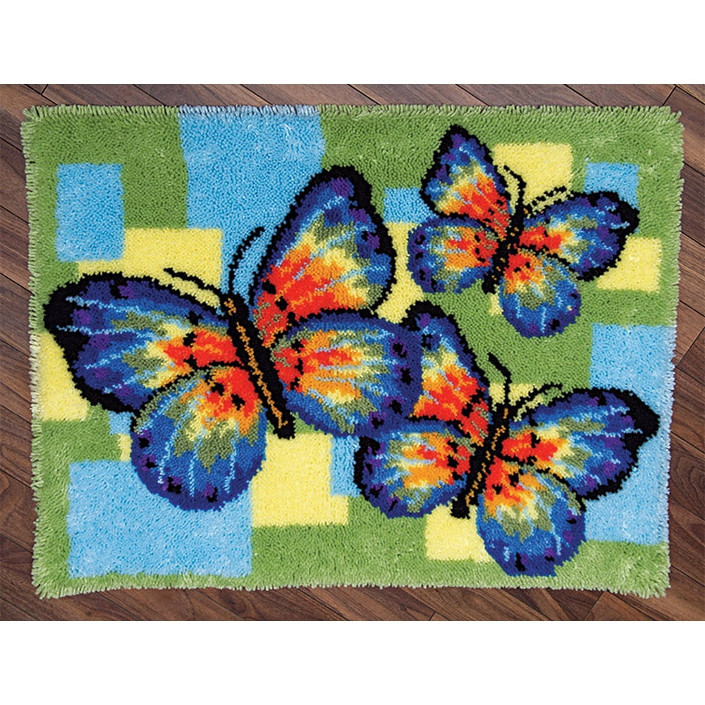 Mary Maxim Butterfly Trio Latch Hook Rug Kit