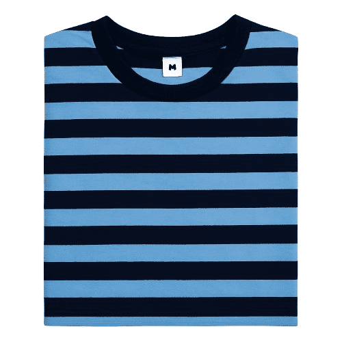 Children's Cotton T-Shirt, Striped T-Shirt, Blue - 5T