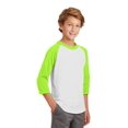 thumbnail image 4 of Sport-Tek Youth Colorblock Raglan Jersey-L (White/ Lime Shock), 4 of 6