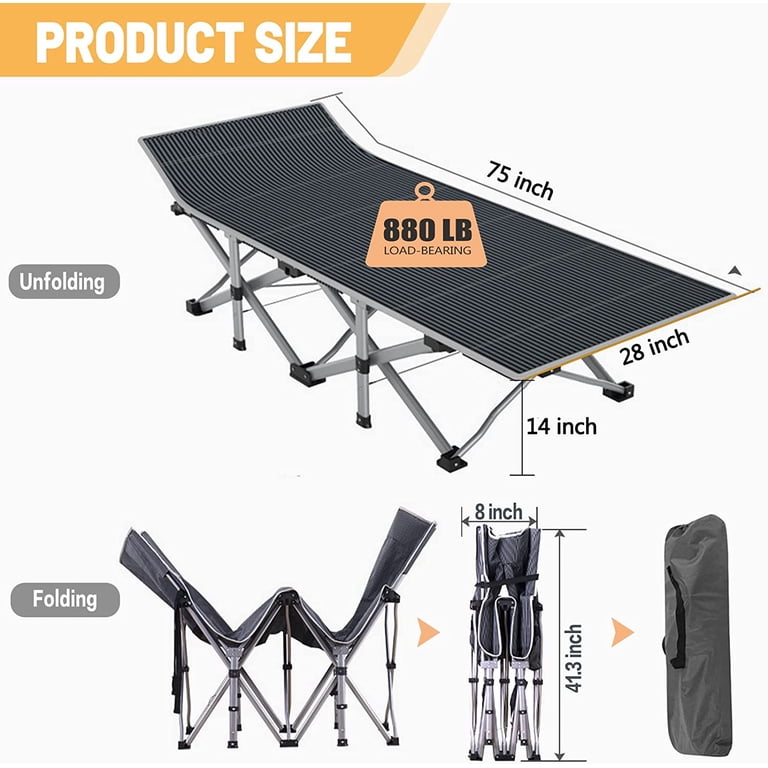 NAIZEA Folding Bed for Adult, Portable Camping Bed, Folding