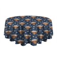 thumbnail image 5 of Navy Highland Cow Flower Pattern Round Tablecloth 60"x60",Wrinkle Wipeable Table Cloth for Kitchen Dining Room Picnic Patio Party, 5 of 6