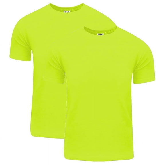 2 Pack Shaka Wear Men's Active Comfort Cotton Short Sleeve Crew Neck T-Shirt - Safety Green - Small