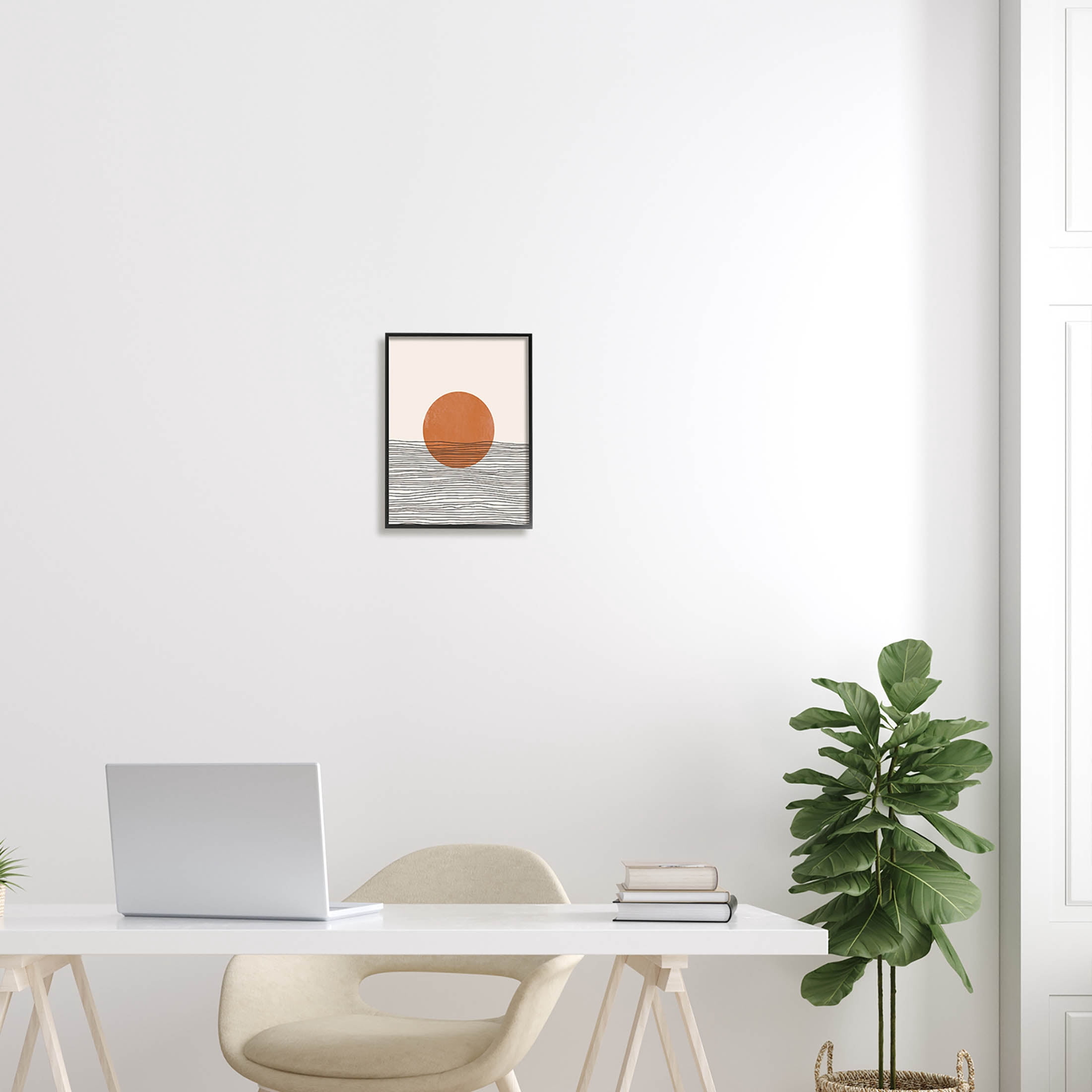 Stupell Industries Circle Shape Layered Stripes Lines Graphic Art Black Framed Art Print Wall Art, Design by JJ Design House LLC