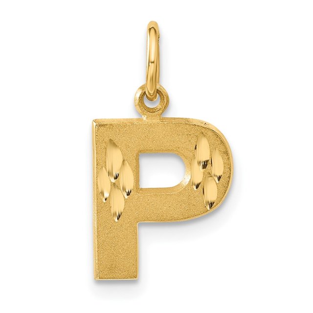 Diamond2Deal 14K Pendentif Initiale Lettre P en Satin Or Jaune pour Femmes