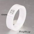 thumbnail image 7 of 6mm Black/White Ceramic Round AAA CZ Band Rings Women's Wedding Ring Size 6-10, 7 of 7